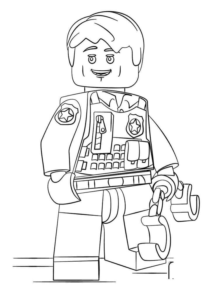 Policeman with handcuffs coloring page