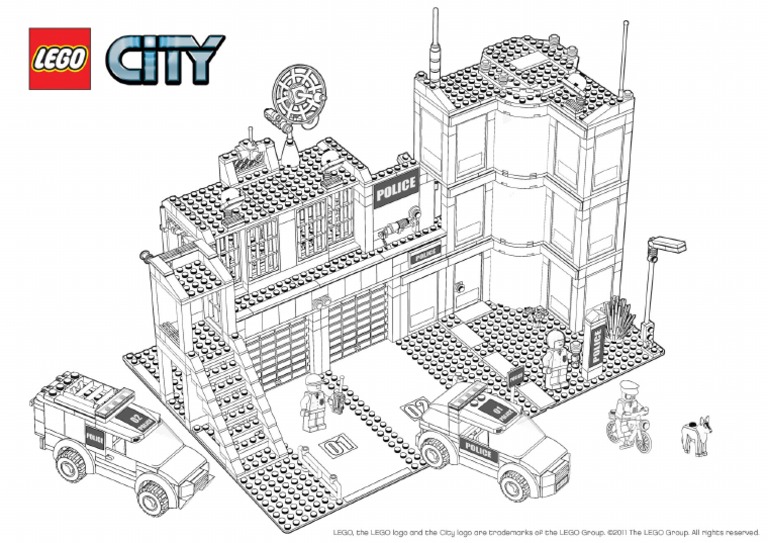Lego police station coloring page pdf