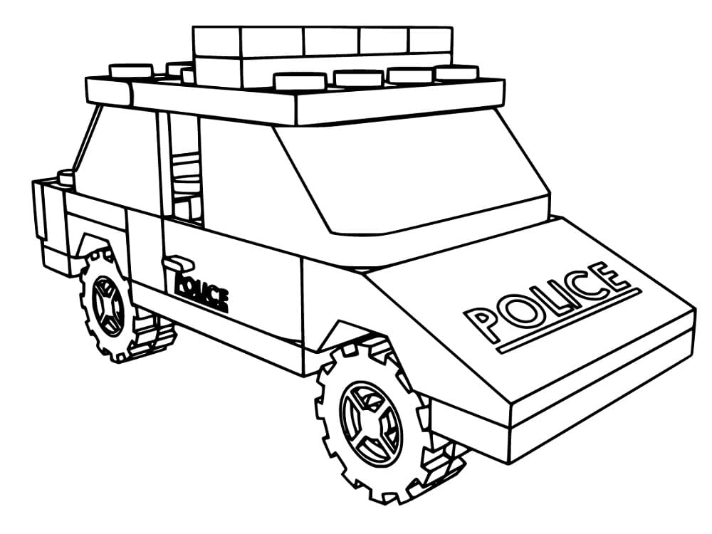Lego police toy car coloring page