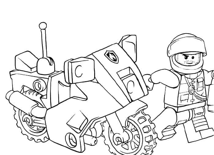 Lego city police motorcycle coloring page