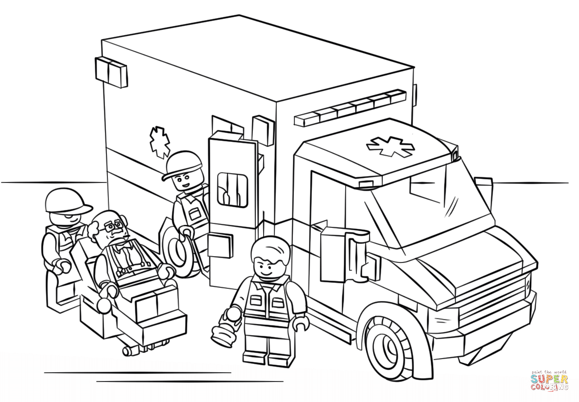Lego ambulance coloring page free printable coloring pages
