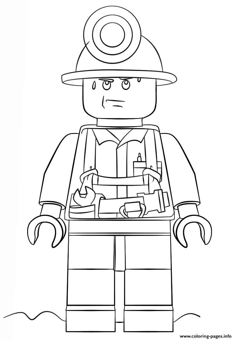 Lego miner police coloring page printable