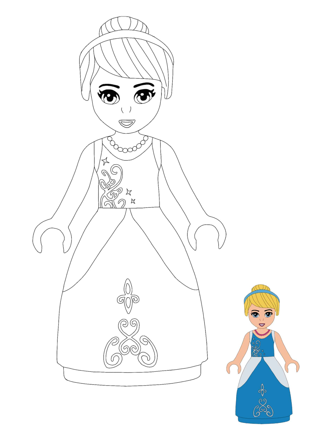 Lego princess cinderella coloring pages