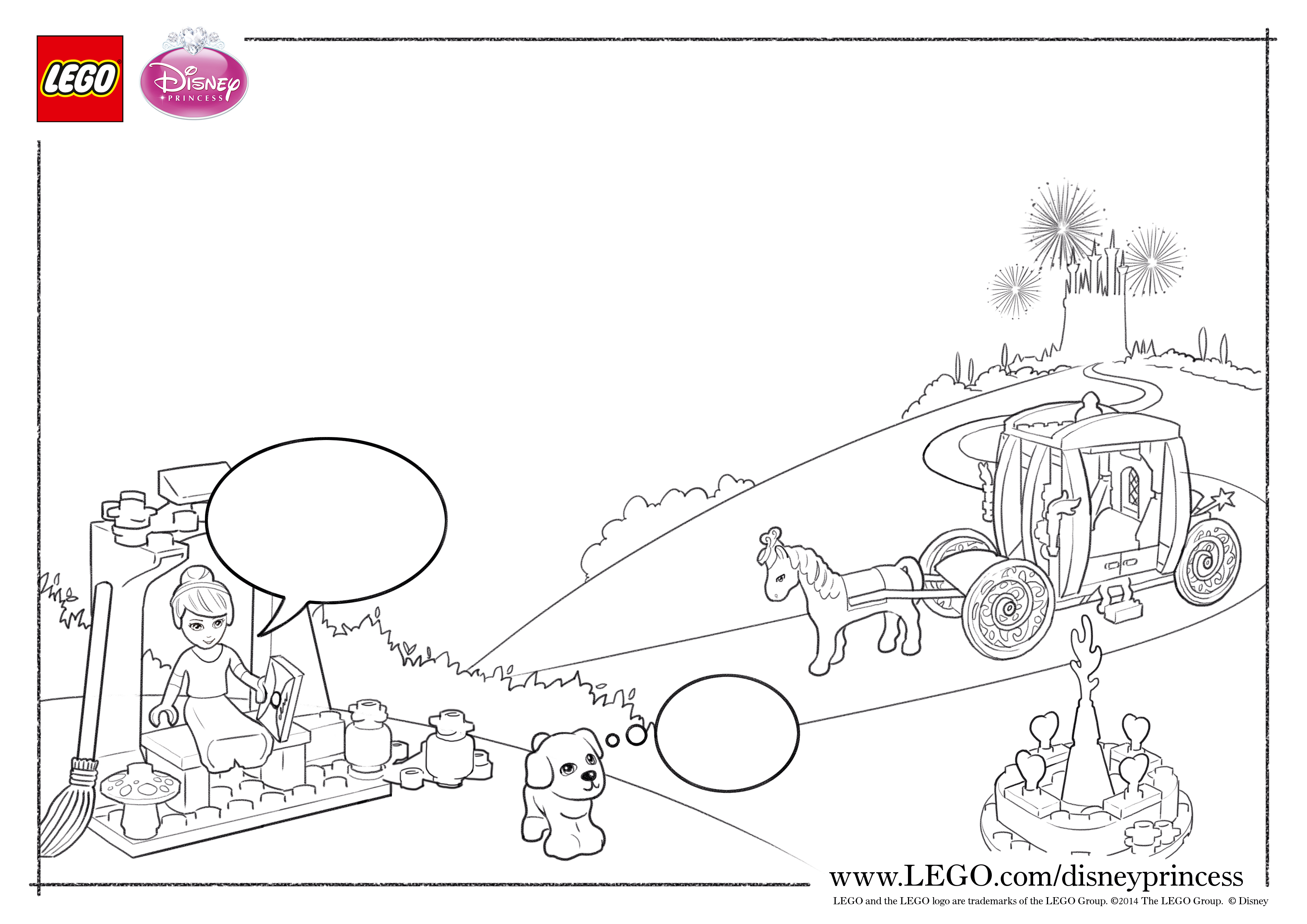 Lego disney princess coloring pagecindarellacarriage