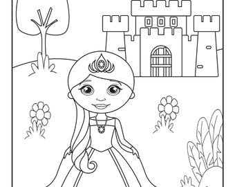 Digital download princess coloring pages pages party package series of toddler and preschool