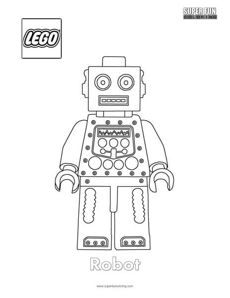 Robot lego minifigure coloring page