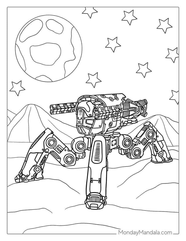 Robot coloring pages free pdf printables