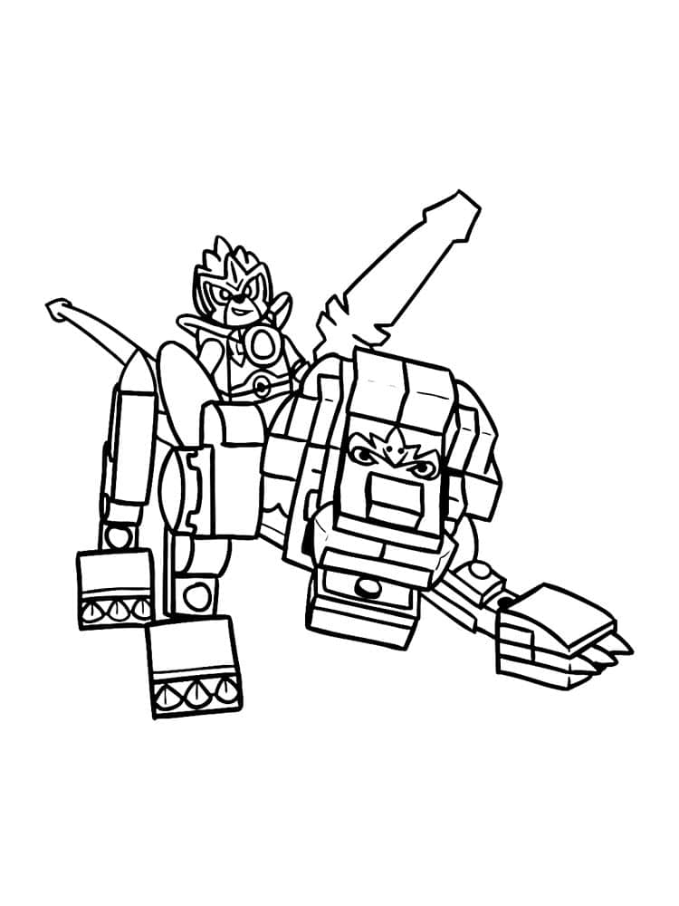 Lego robot game in the shape of a lion coloring page