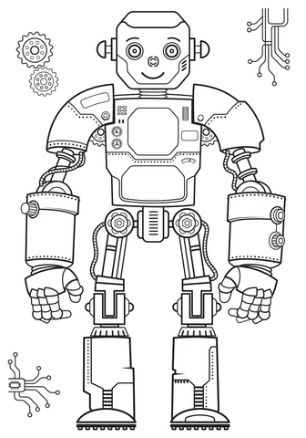 Robot coloring page free printable coloring pages