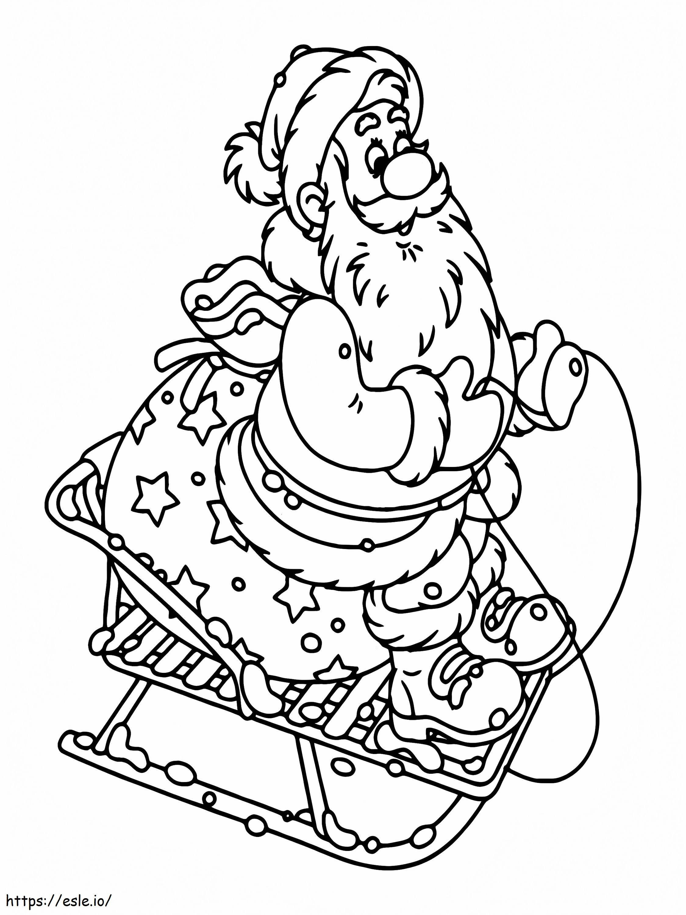 Santa claus in sleigh coloring page