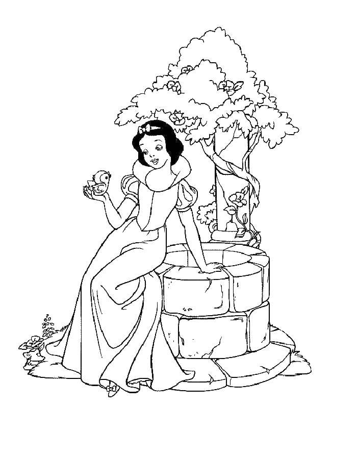 Online coloring pages snow coloring snow white at the well princess