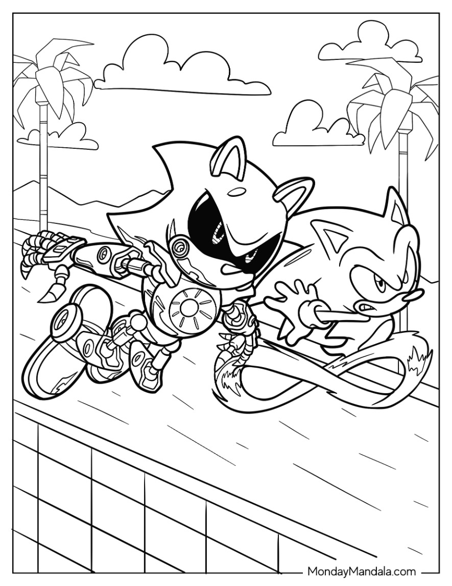 Metal sonic coloring pages free pdf printables
