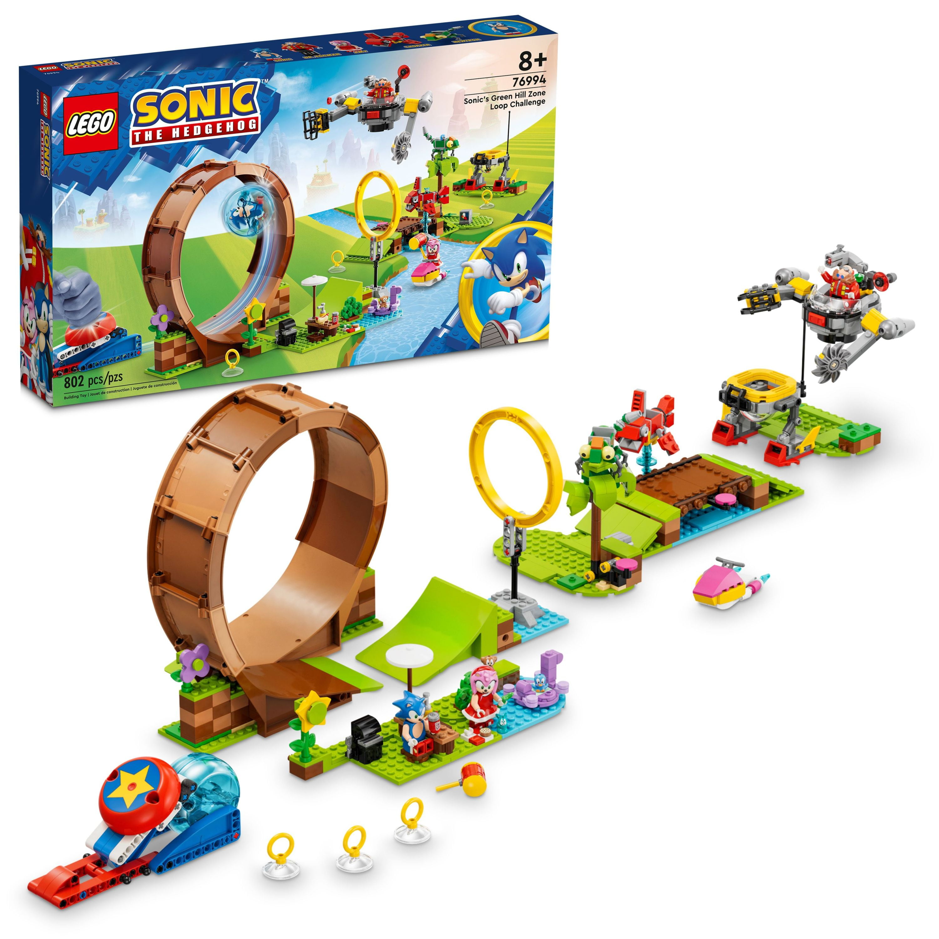 Lego sonic the hedgehog sonics green hill zone loop challenge building toy set sonic adventure toy with sonic and friends characters fun gift for year old gamers and young
