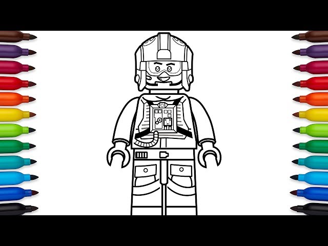 How to draw lego luke skywalker pilot from star wars