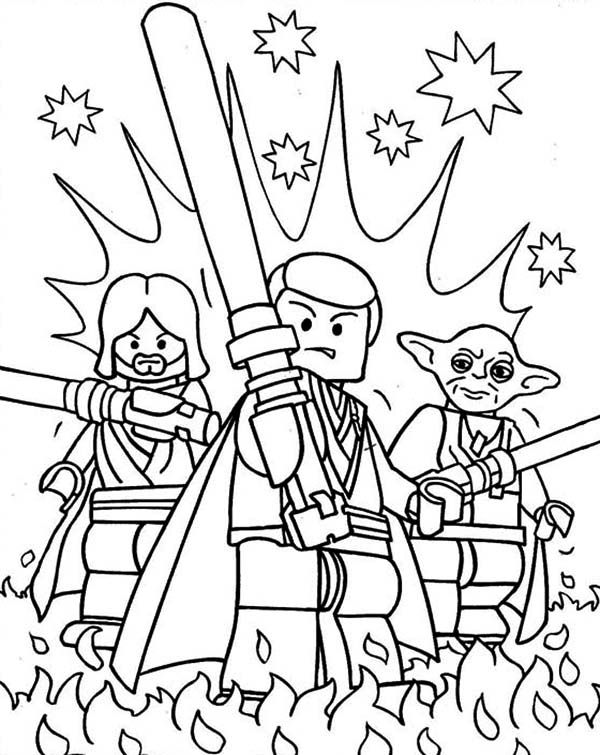 Awesome lego of star wars characters coloring page