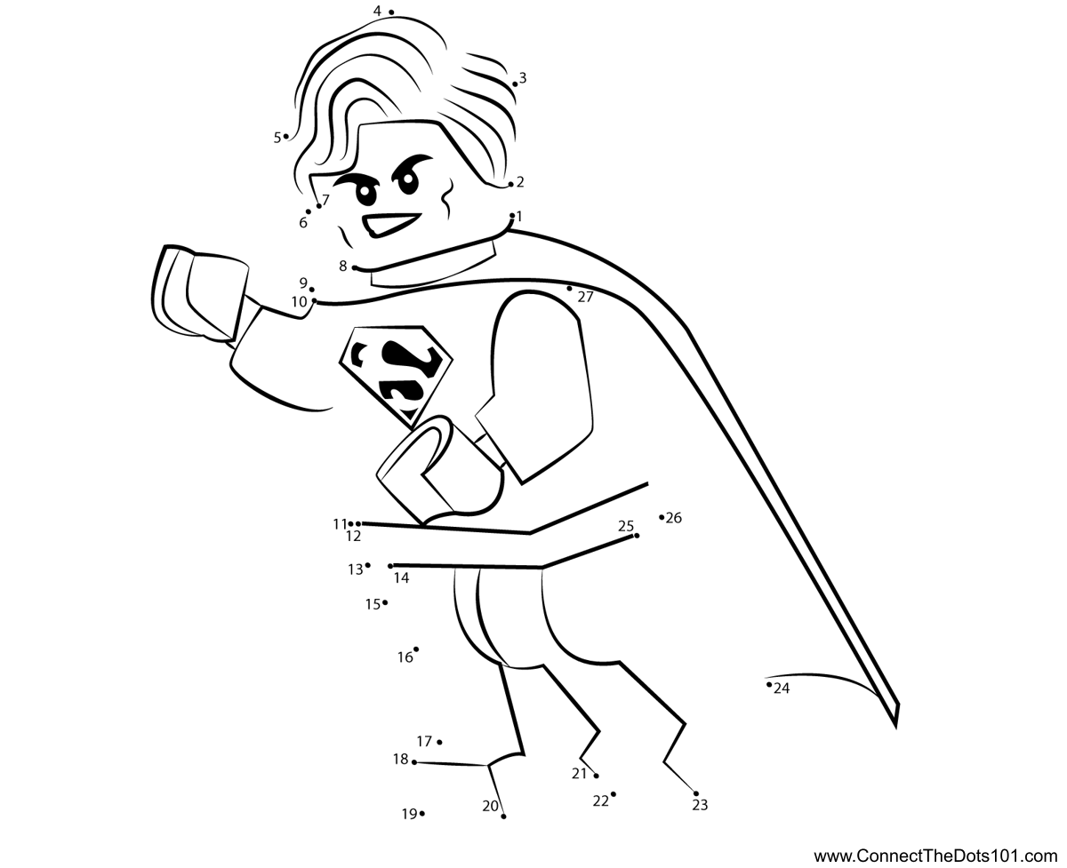 Lego superman dot to dot printable worksheet