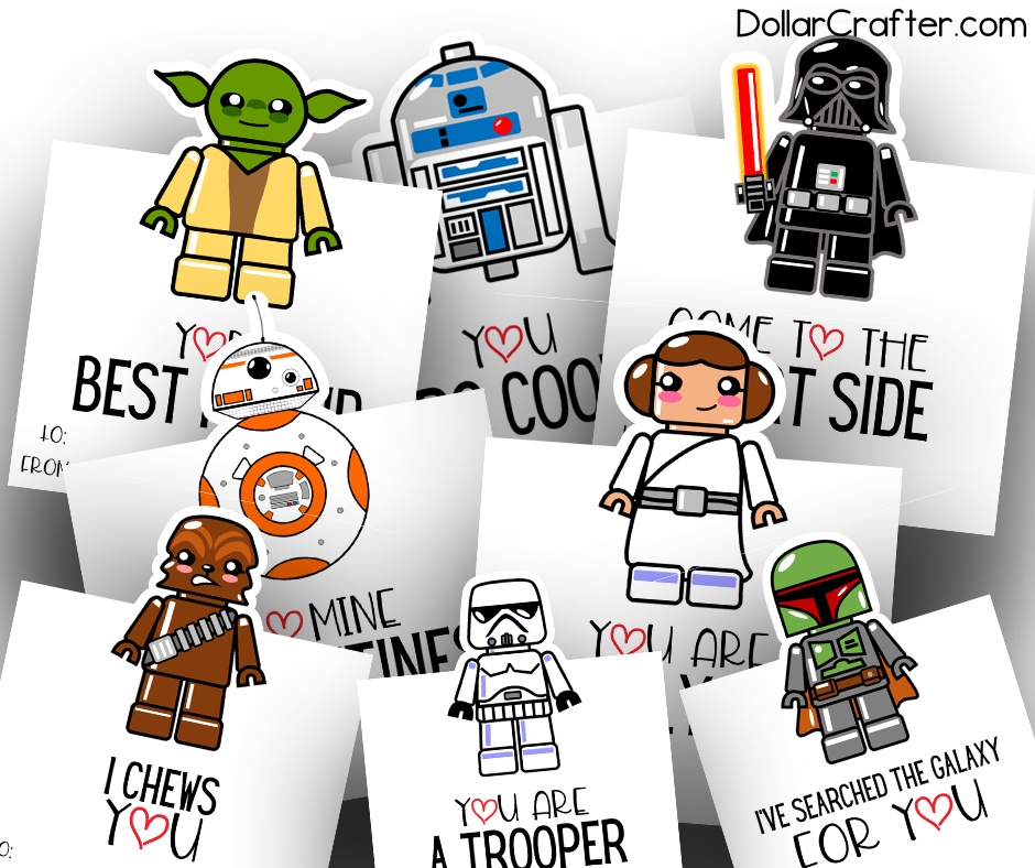 Printable star wars lego valentines day cards â dollar crafter