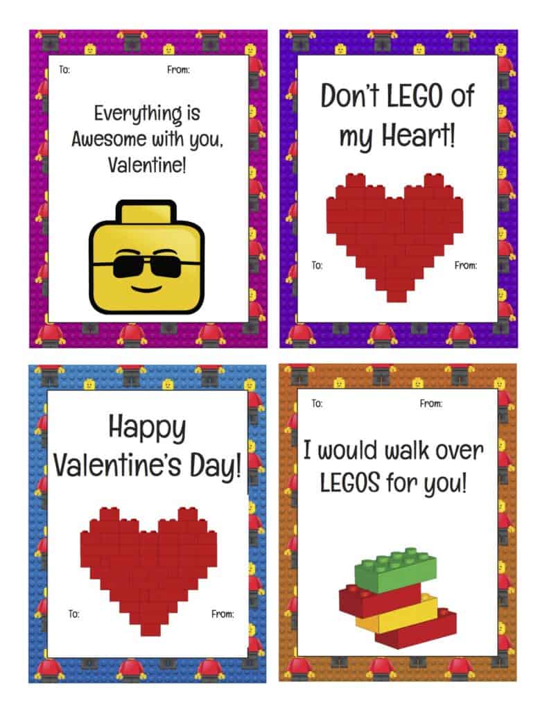 Printable lego valentines day cards for little stem builders
