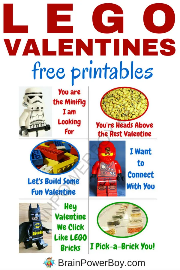 Free printable lego valentines