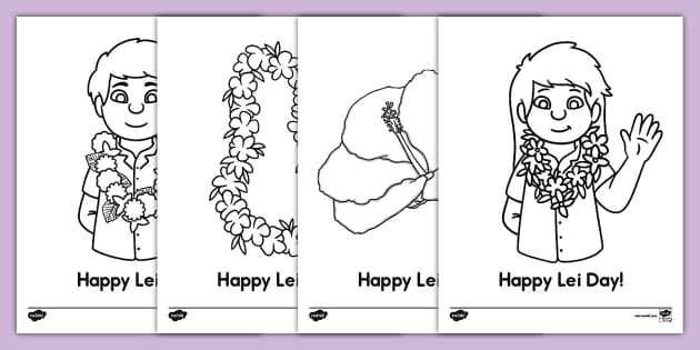 Happy lei day hawaiian lei day coloring sheets