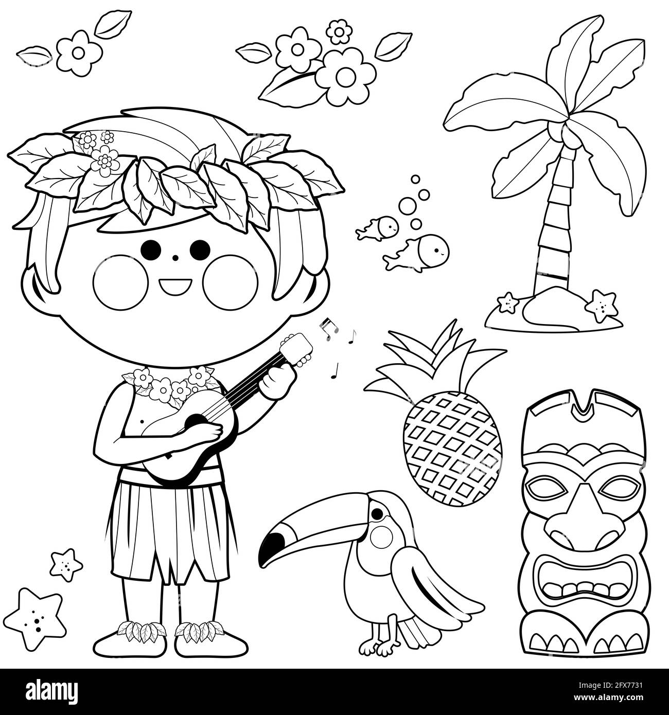 Hawaiian lei black and white stock photos images