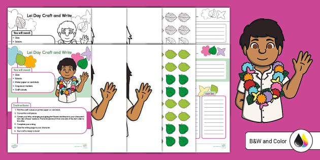 Lei day craft and write activity teacher