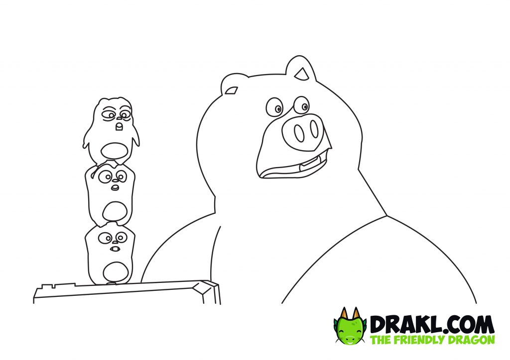 Grizzy and the lemmings safari express coloring page