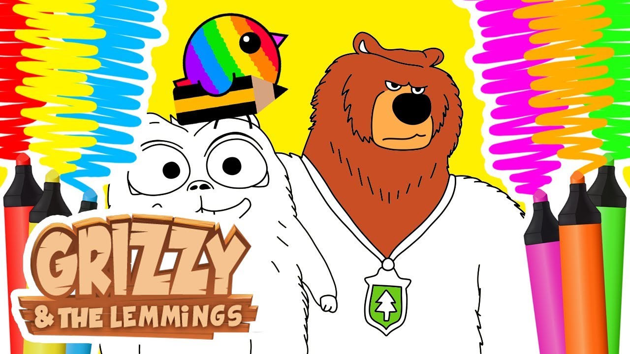 Drawing and coloring grizzy and the lemmings