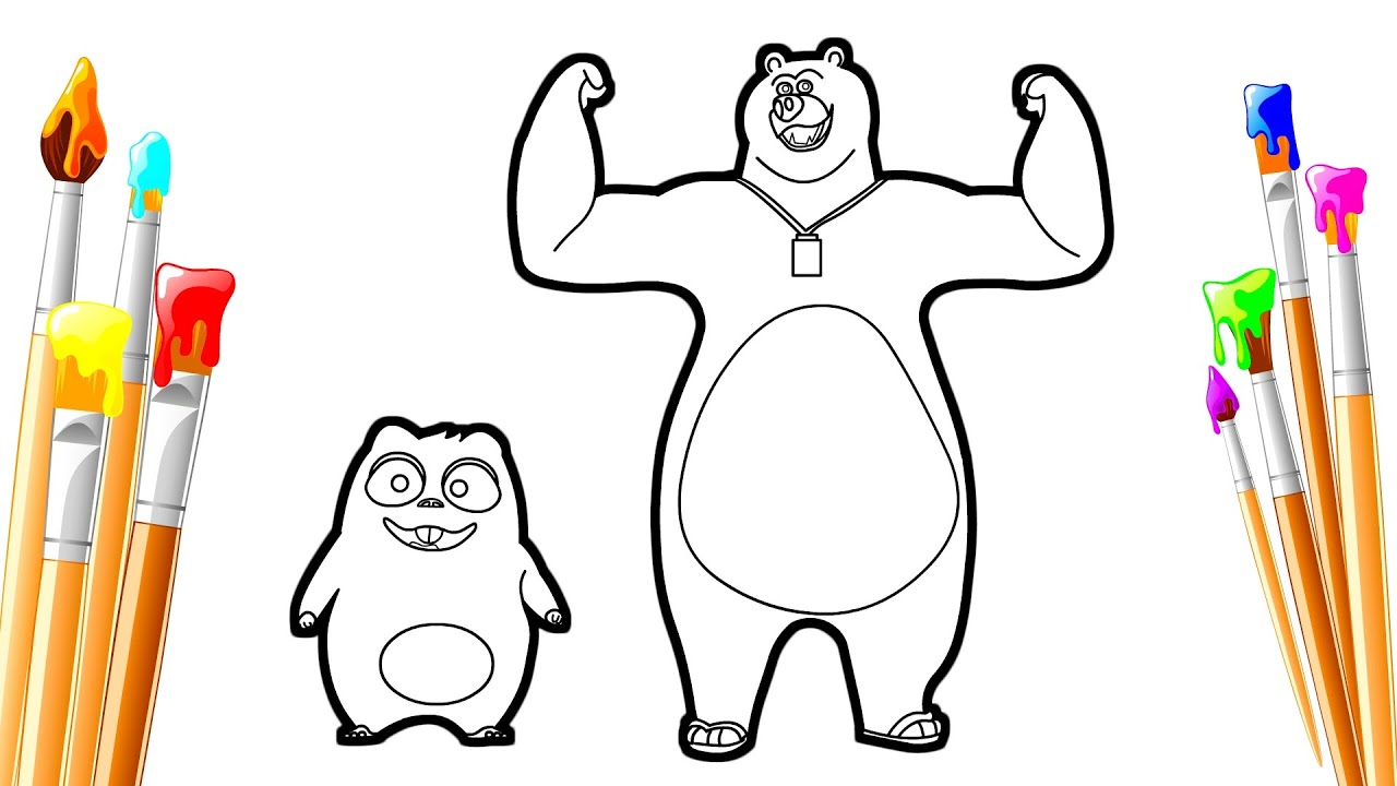 How to draw grizzy and the leings step by step drawing sketch for kids