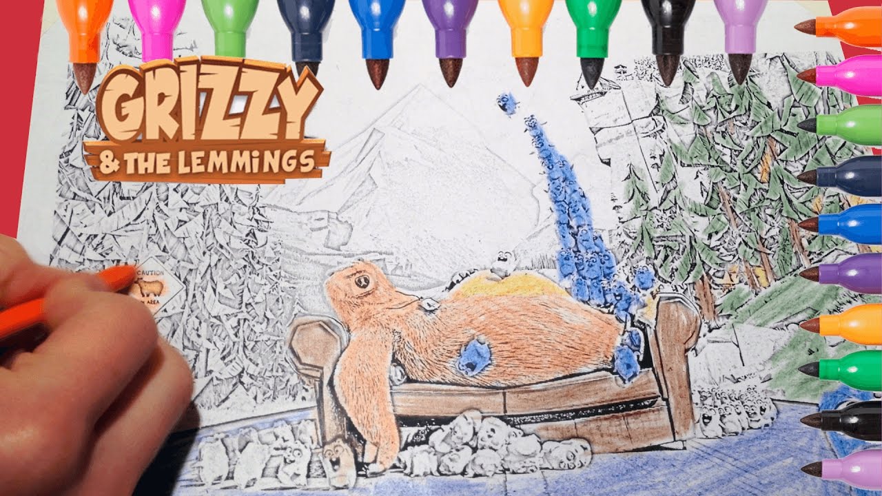 Grizzy and the lemmings be creative with coloring book new cartoon network boomerang games