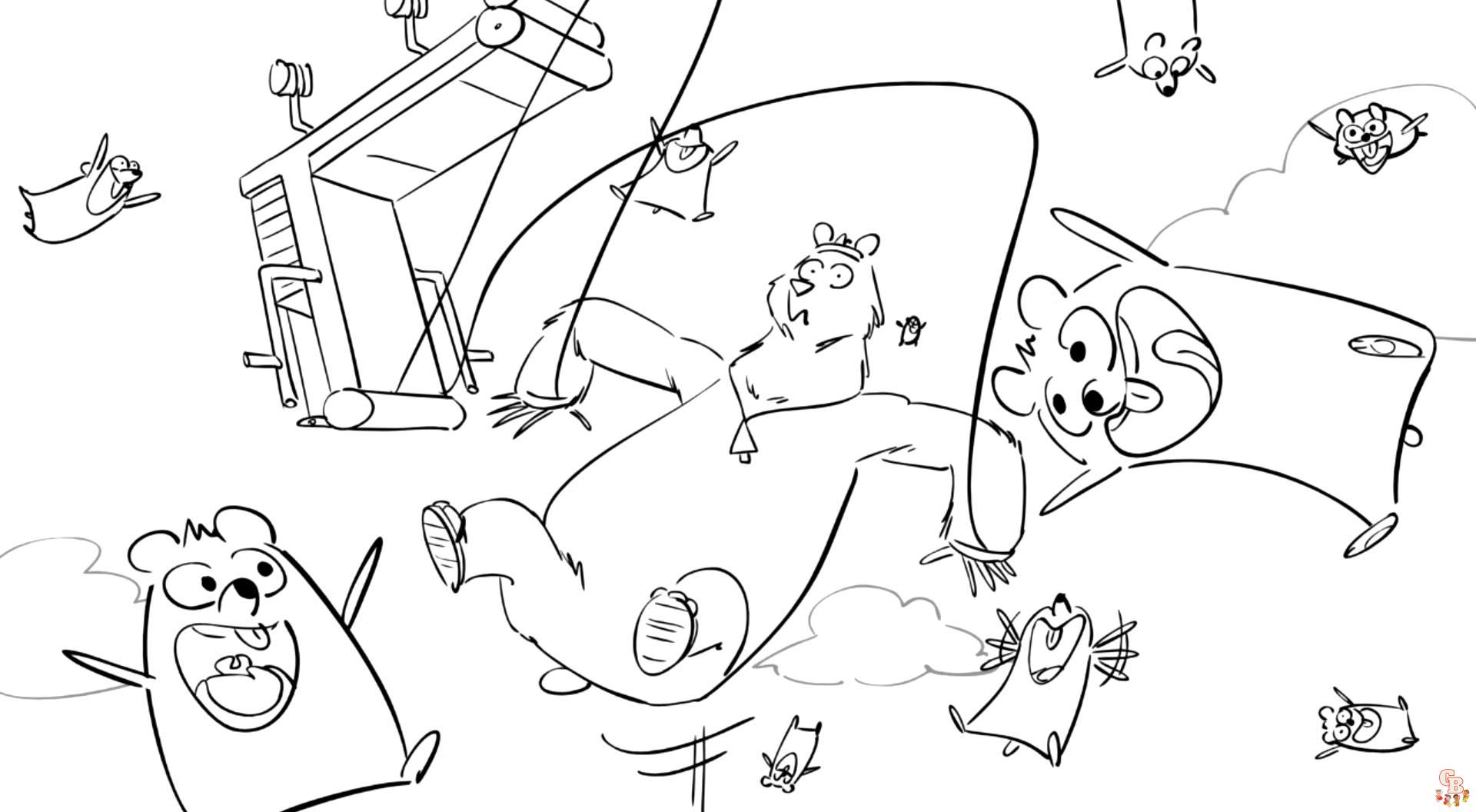 Fun and free grizzy and the lemmings coloring pages for kids