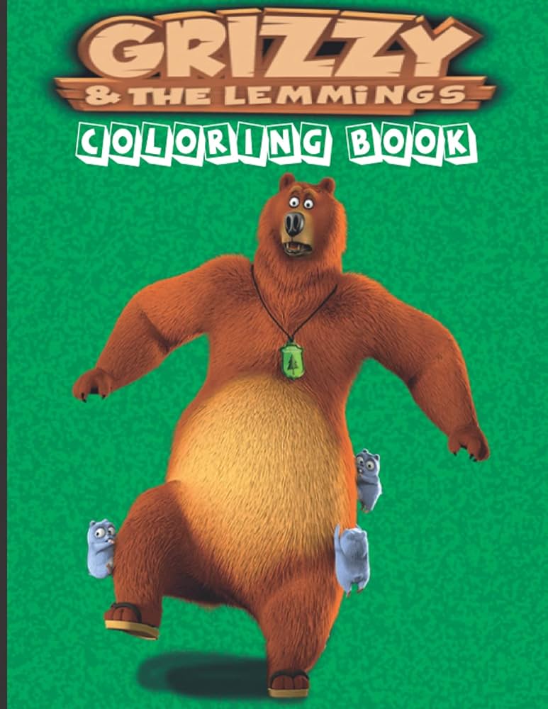 Grizzy the lemmings coloring book giant fun pages to draw and color with premium outline images with easy