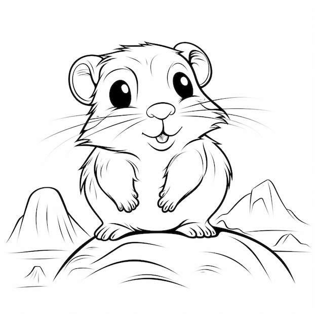 Premium ai image lemming adorable cute cute coloring book kawaii line art
