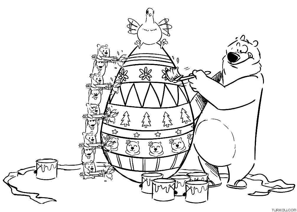Easter grizzy the lemmings coloring page