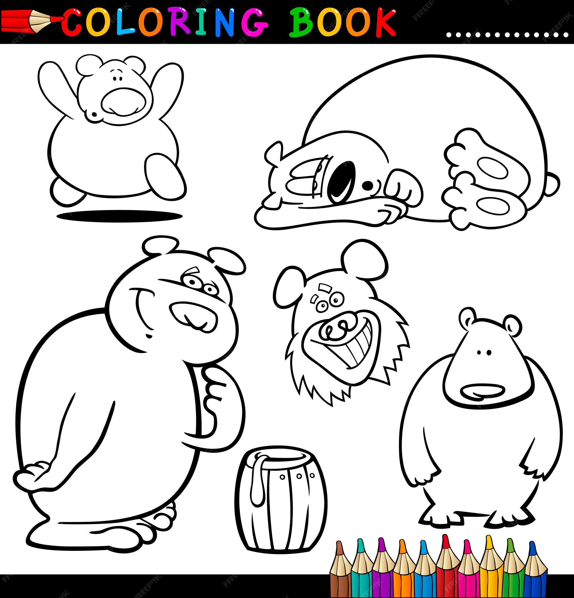Premium vector bears for coloring book or page