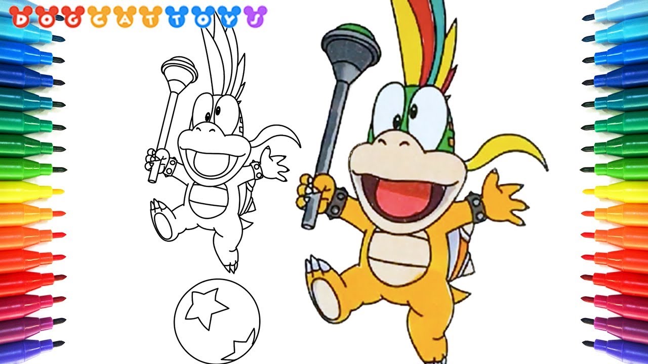 How to draw super mario bros lemmy of koopalings drawing coloring pages videos for kids