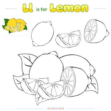 Premium vector coloring page lemon fruit
