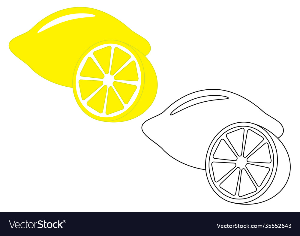 Lemon fruit coloring page game for kids royalty free vector