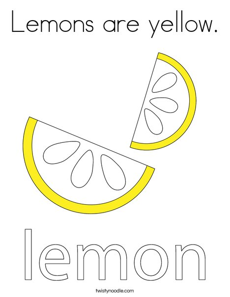 Lemons are yellow coloring page