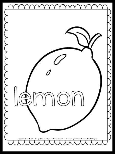Lemon coloring page free printable â the art kit