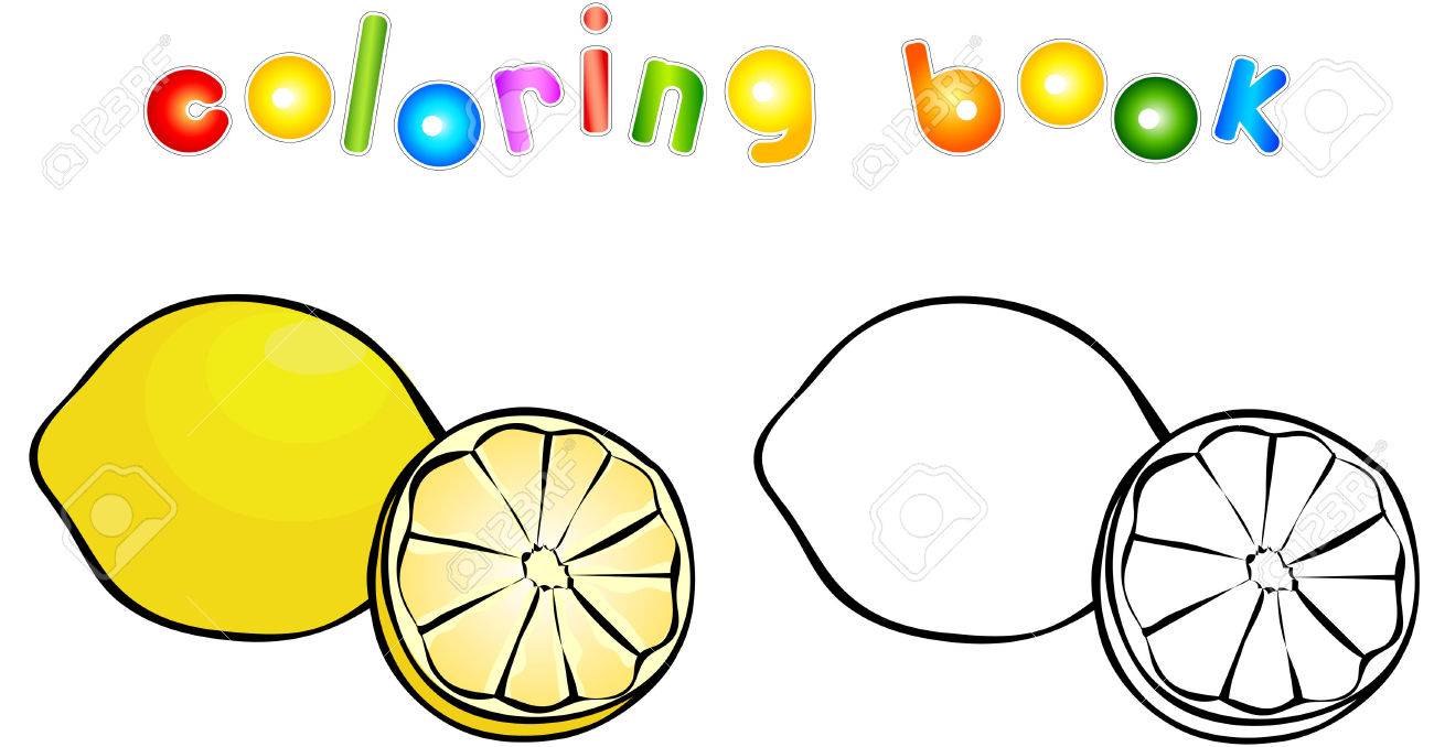 Cartoon lemon coloring book illustration for children stock photo picture and royalty free image image