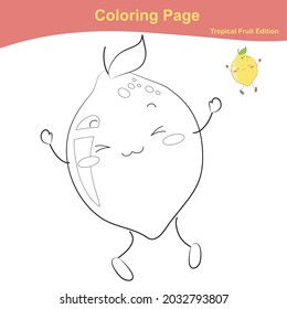 Hakuun fruit coloring worksheet page coloring lemon liittyvã vektorikuva rojaltivapaa