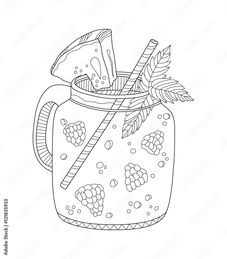 Grafika wektorowa lemonade adult coloring page in zentangle style