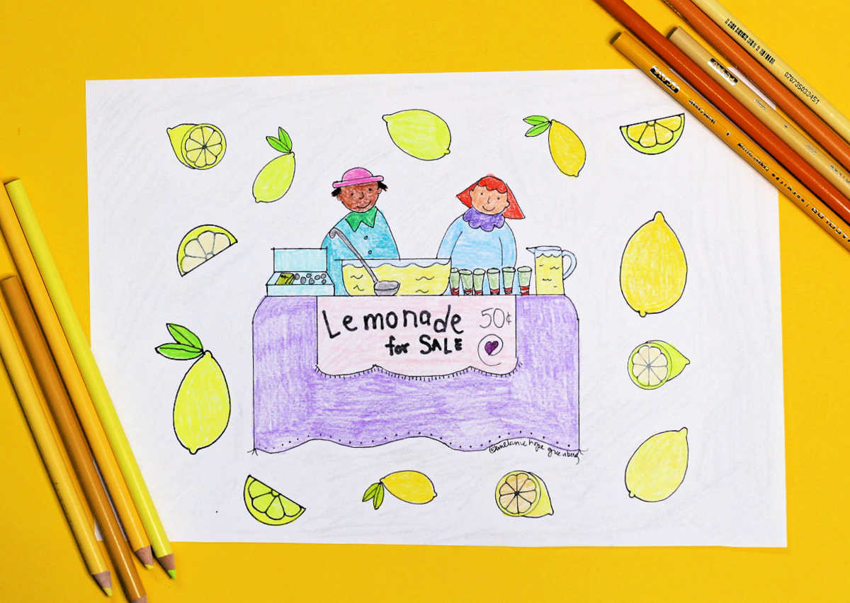 Lemonade stand coloring page