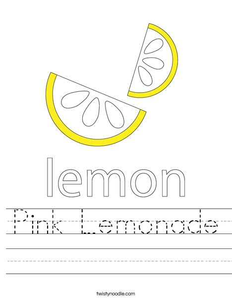 Pink lemonade worksheet
