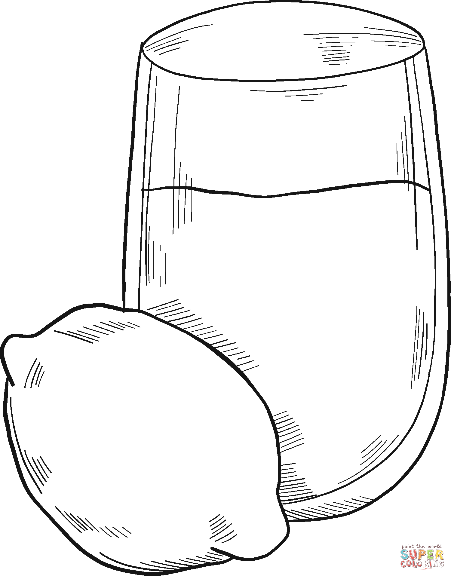 Glass of lemonade and lemon coloring page free printable coloring pages