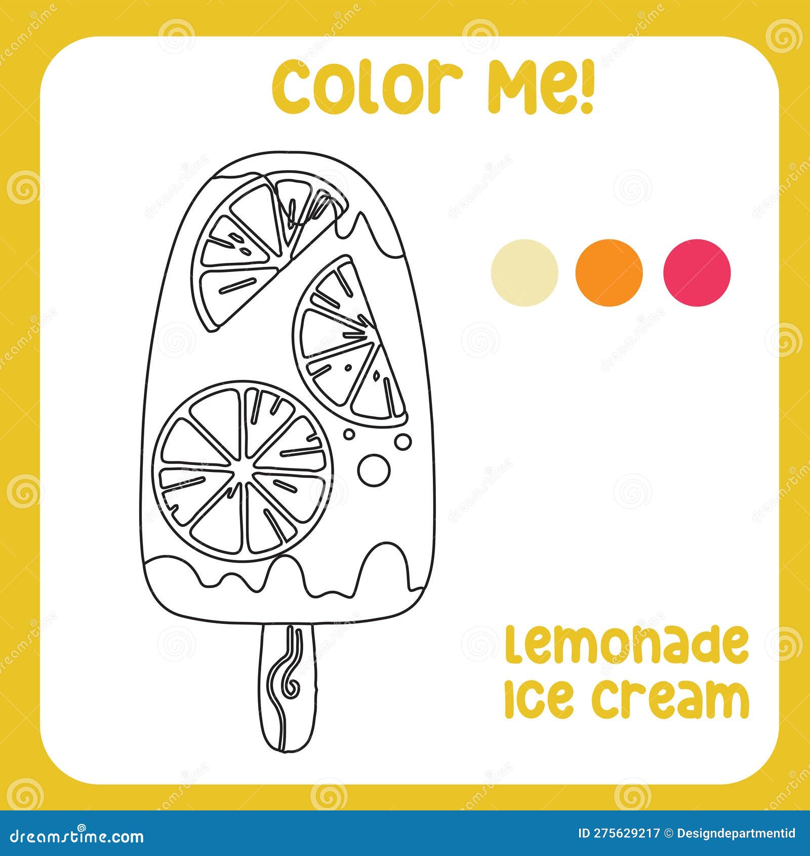 Color me with these colour the lemonade cream coloring page for kids stock vector