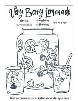 Very berry lemonade coloring sheet by katiecannondesigns tpt