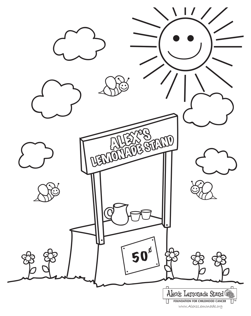 Lemonade stand coloring page alexs lemonade stand foundation for childhood cancer