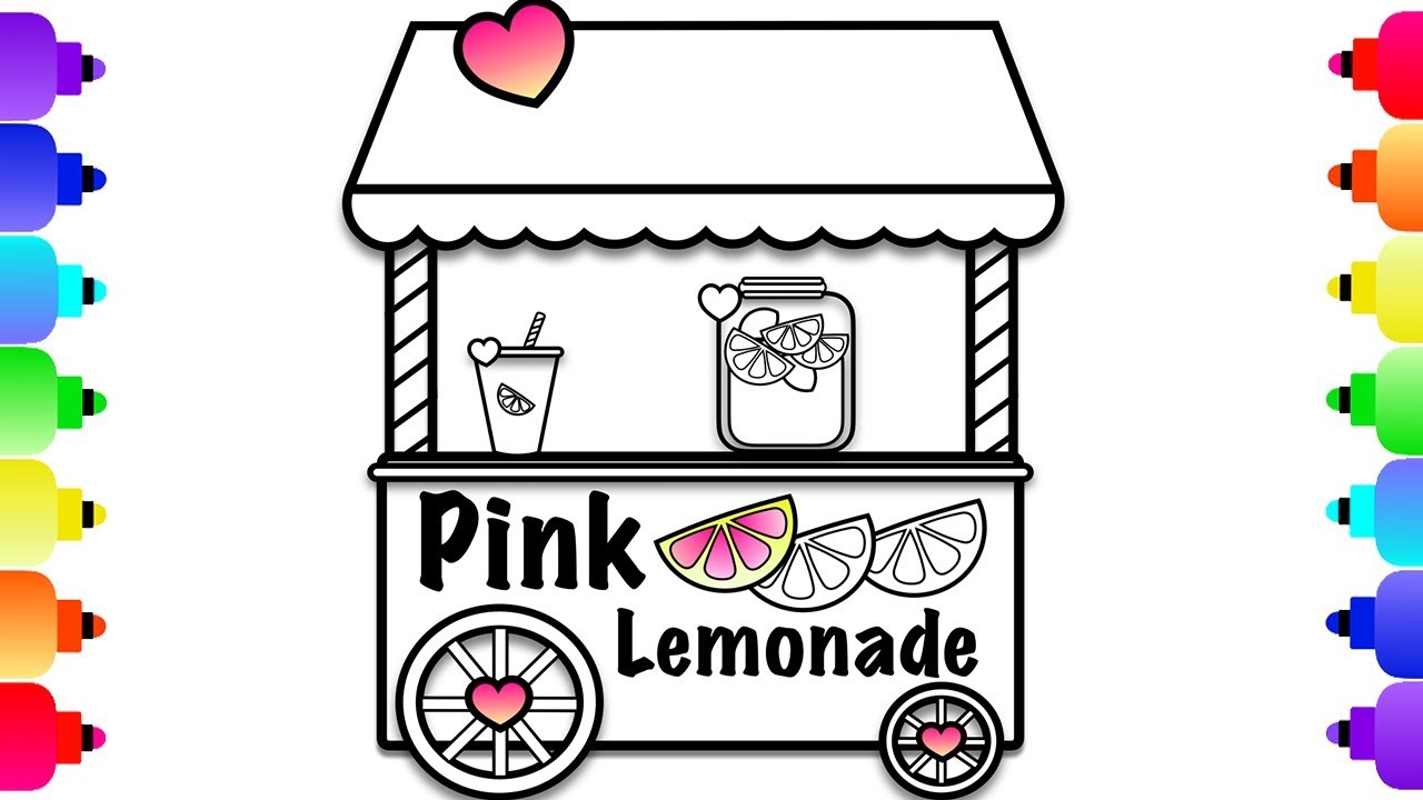 Learn to draw a lemonade stand for kids pink lemonade stand coloring page how to draw lemonade